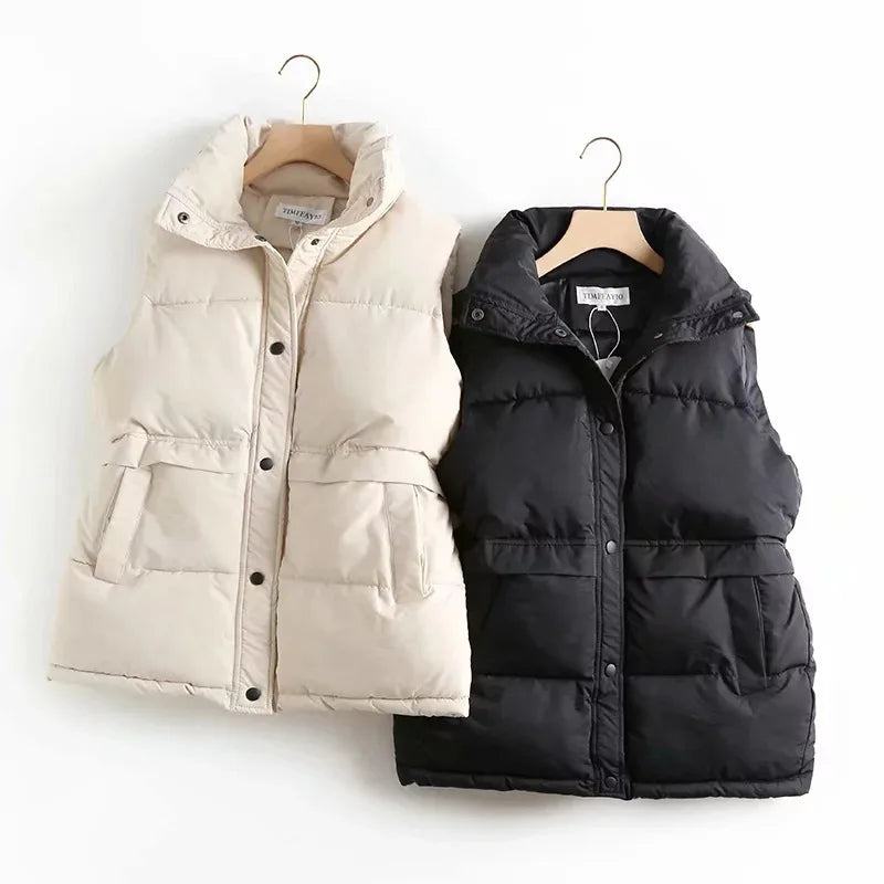 Cotton Padded Vest with Pockets