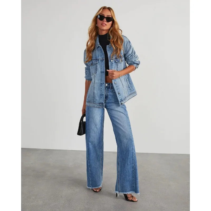 Blue Frayed Jeans (wide)