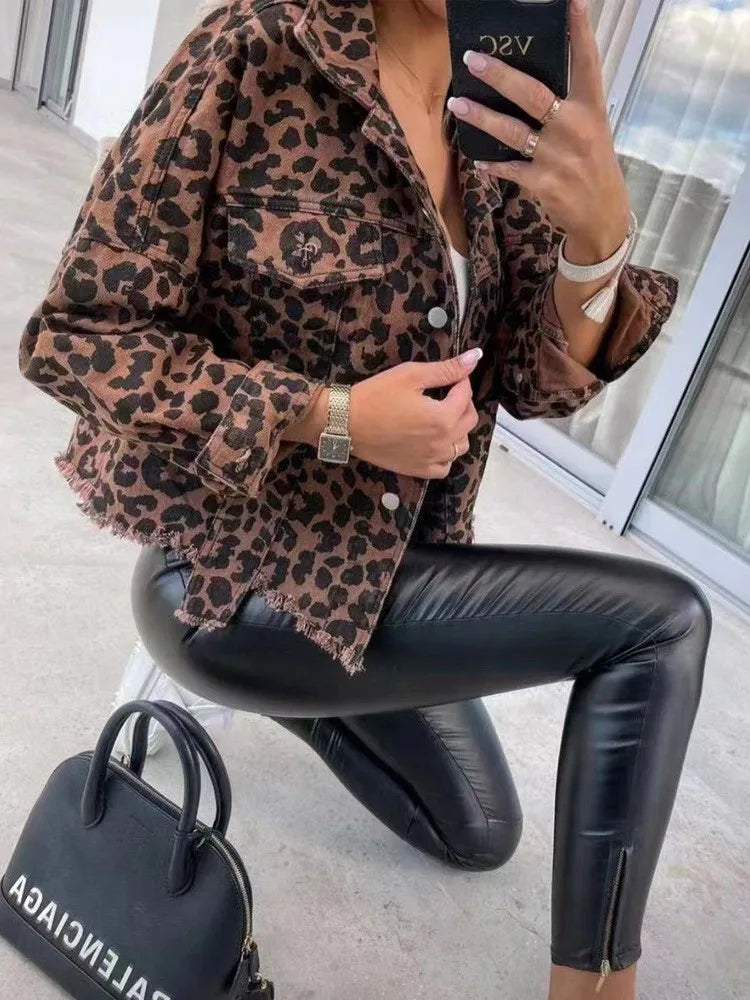Leopard Denim Jacket