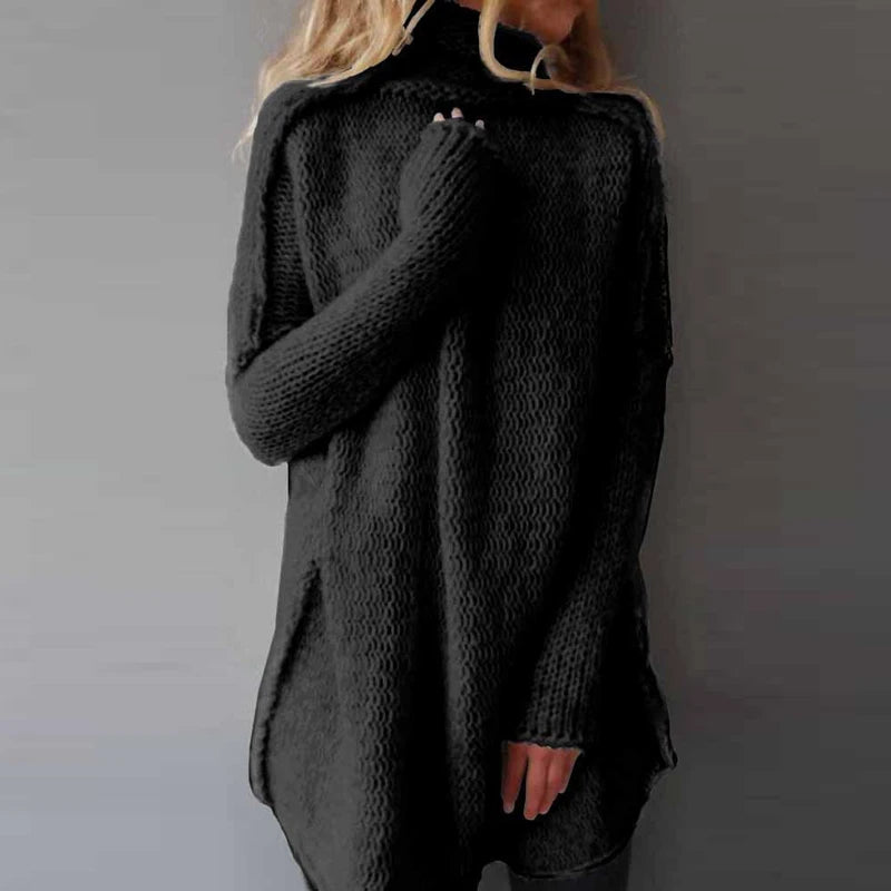 Solid Knitted Long Sleeve Sweater