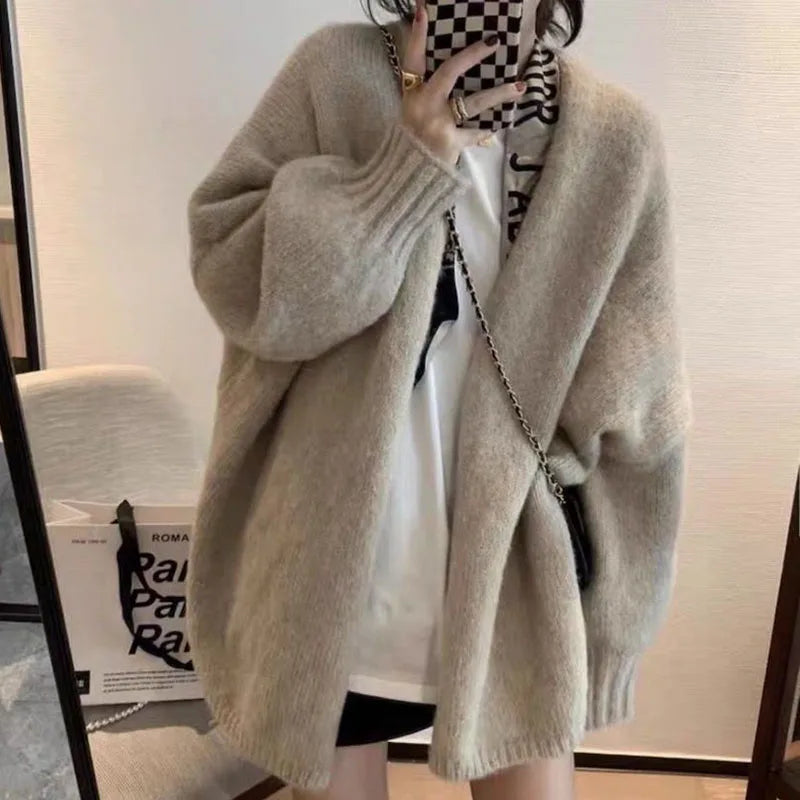 Solid Color Oversized Cardigan