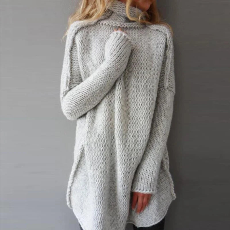 Solid Knitted Long Sleeve Sweater