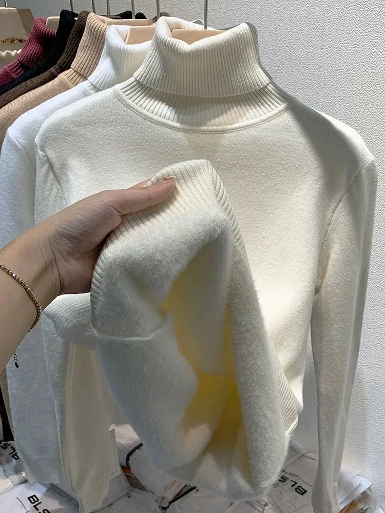 Thicken Velvet Lined Warm Turtleneck Sweater