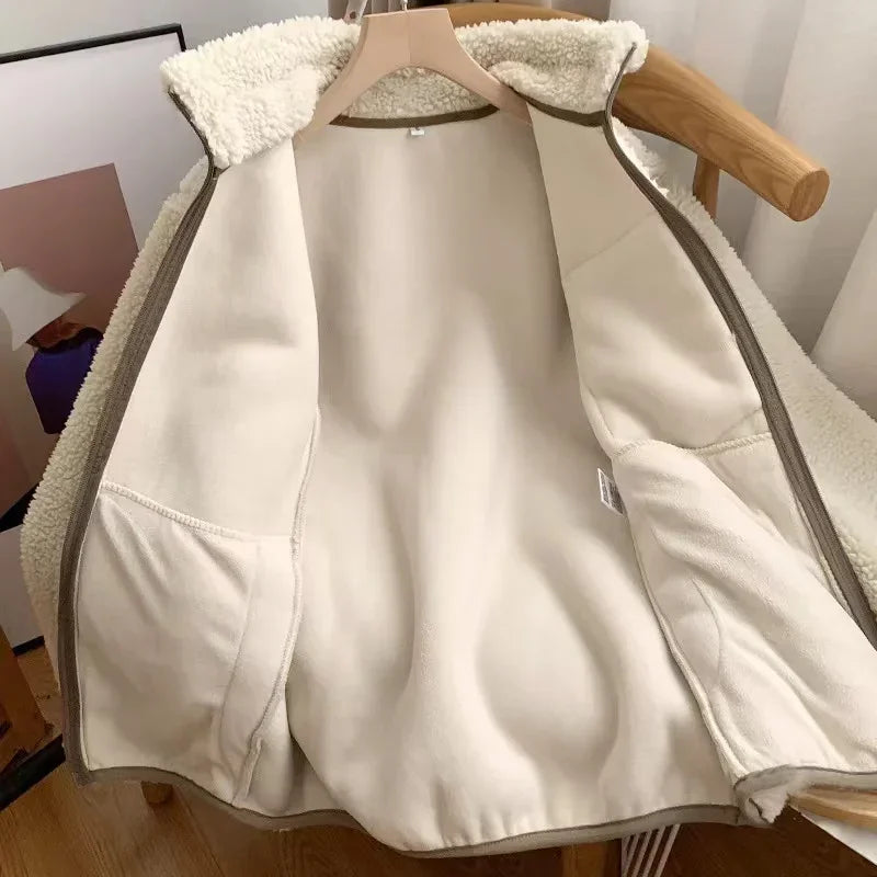 Warm Plush Jacket with Pockets