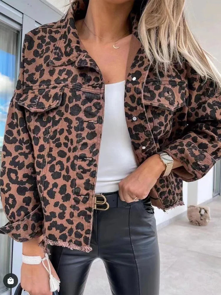 Leopard Denim Jacket