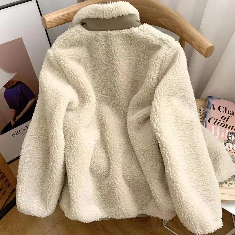 Warm Plush Jacket with Pockets