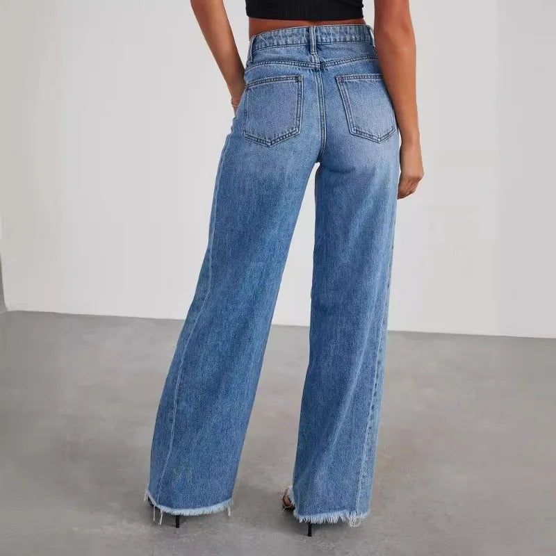 Blue Frayed Jeans (wide)