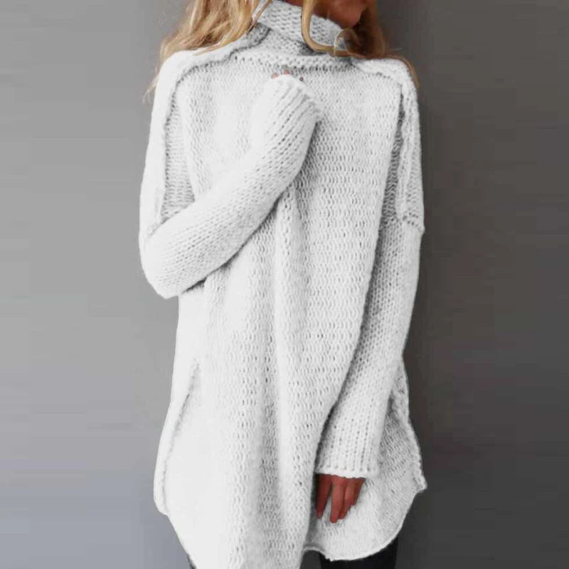 Solid Knitted Long Sleeve Sweater