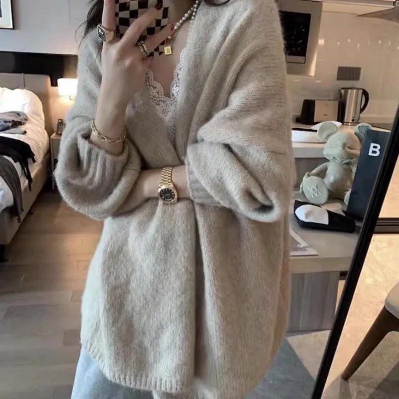 Solid Color Oversized Cardigan